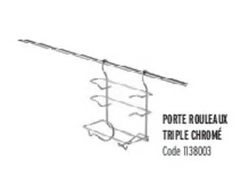 PORTE ROULEAUX TRIPLE CHROMÉ