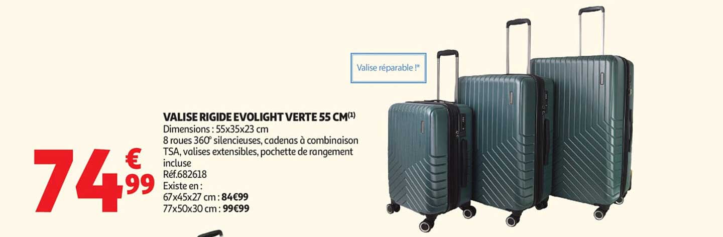 VALISE RIGIDE EVOLIGHT VERTE 55 CM