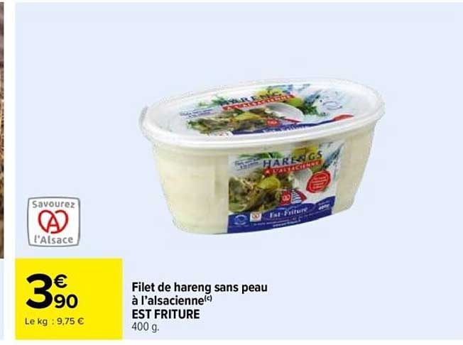 Filet de hareng sans peau à l'alsacienne Est Friture