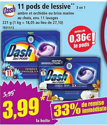 11 pods de lessive** 3 en 1