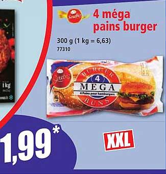 4 méga pains burger