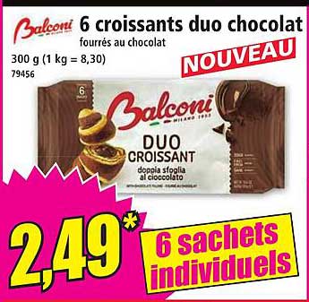 6 croissants duo chocolat