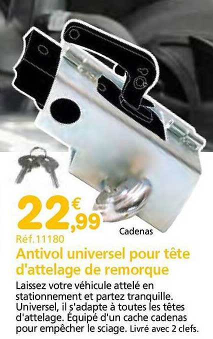 Antivol universel pour tête d'attelage de remorque