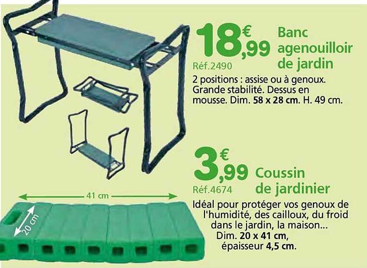 Banc agenouloir de jardin et Coussin de jardinier