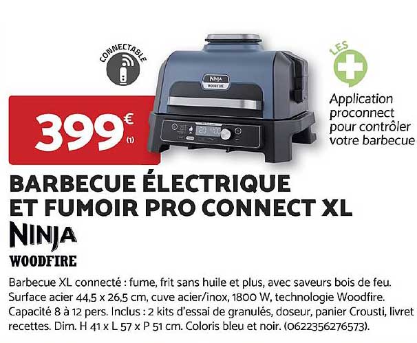 BARBECUE ÉLECTRIQUE ET FUMOIR PRO CONNECT XL NINJA WOODFIRE
