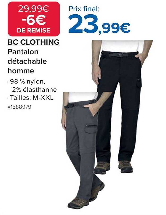 BC CLOTHING Pantalon détachable homme