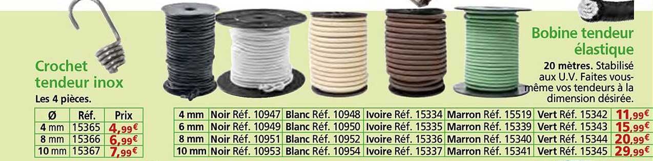 Bobine tendeur élastique 20 mètres stabilisé aux U.V.