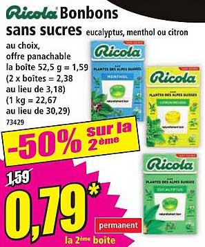 Bonbons sans sucres Ricola