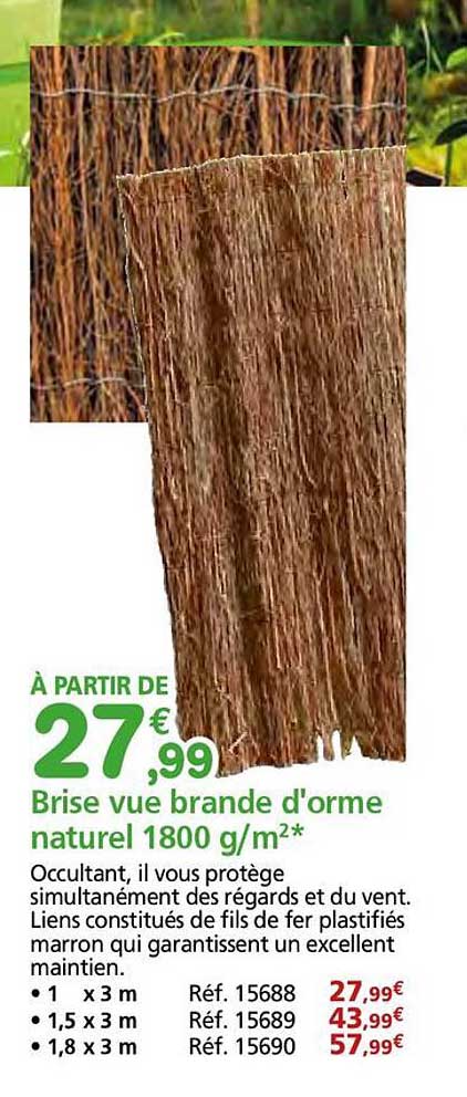 Brise vue brande d'orme naturel 1800 g/m²*