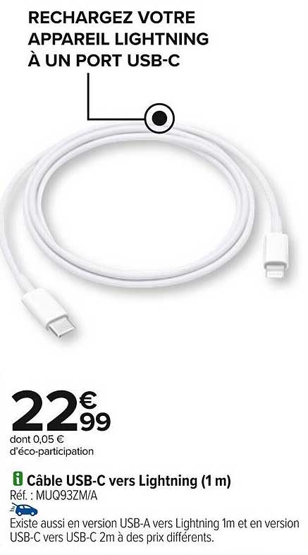 Câble USB-C vers Lightning (1 m)