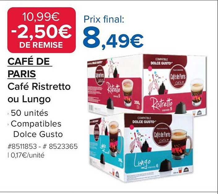 CAFE DE PARIS Café Ristretto ou Lungo