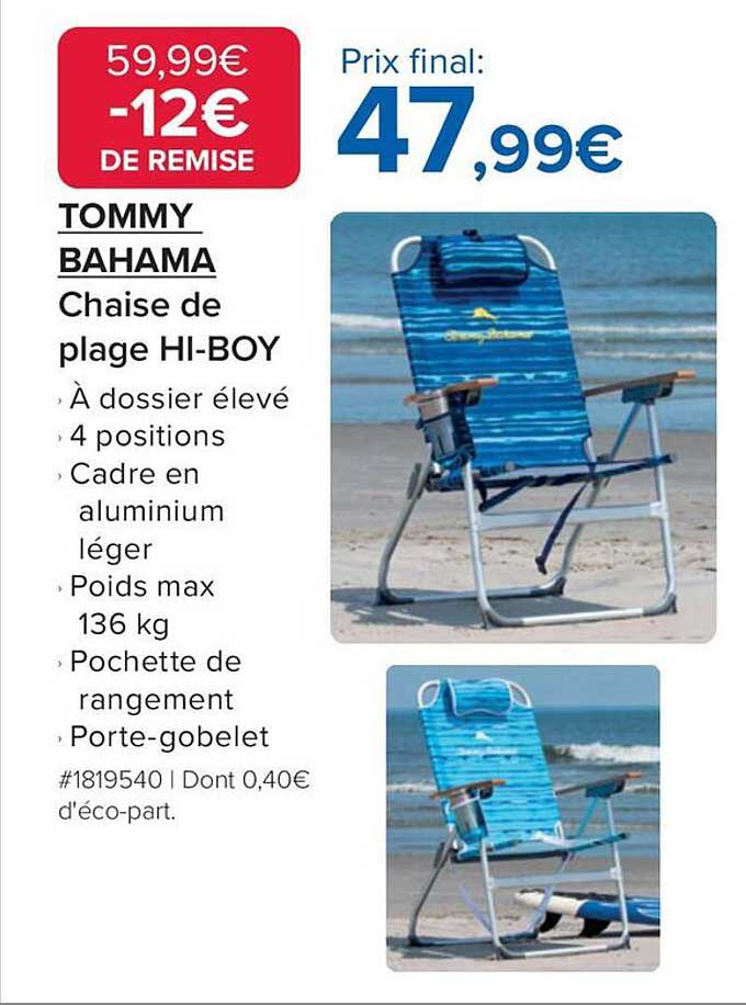 CHAISE DE PLAGE HI-BOY TOMMY BAHAMA