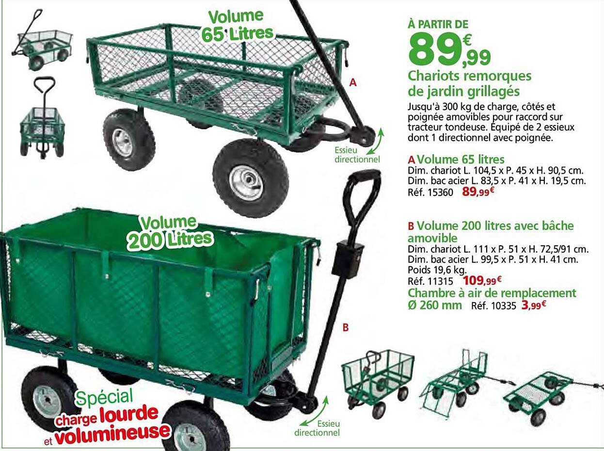 Chariots remorques de jardin grillagés