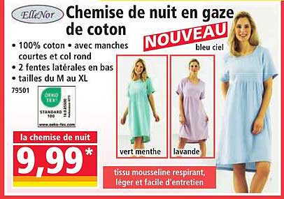 Chemise de nuit en gaze de coton