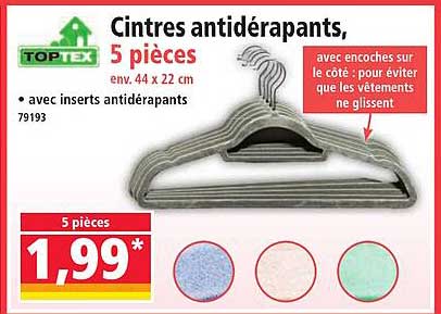 Cintres antidérapants, 5 pièces