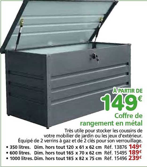 Coffre de rangement en métal