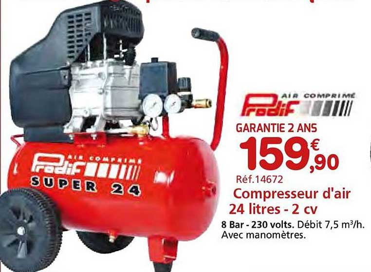 Compresseur d'air 24 litres - 2 cv
