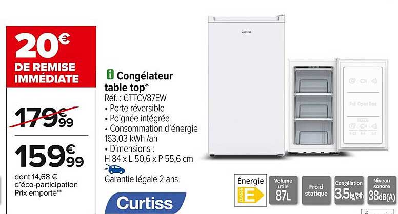 Congélateur table top