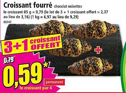 Croissant fourré chocolat noisettes