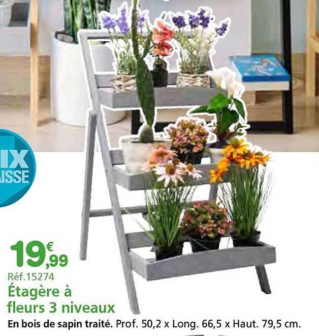 Étagère à fleurs 3 niveaux