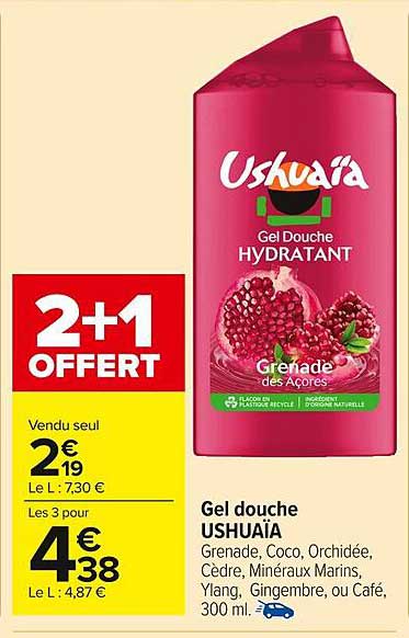 Gel douche Ushuaïa Hydratant Grenade des Açores