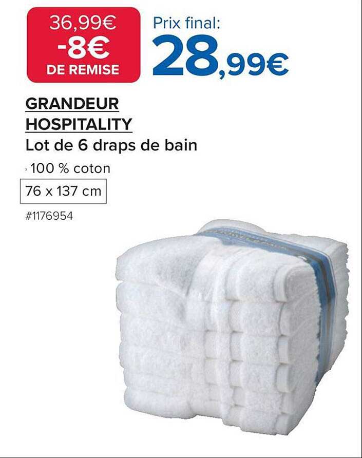 GRANDEUR HOSPITALITY Lot de 6 draps de bain