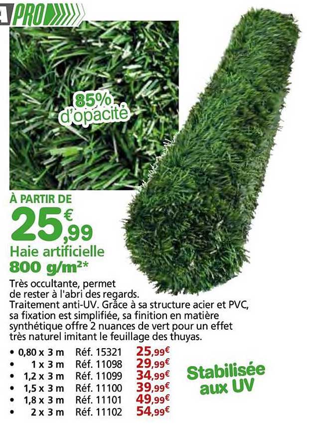 Haie artificielle 800 g/m² à partir de 25,99 €