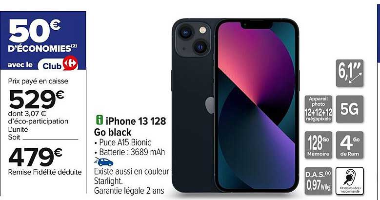 iPhone 13 128 Go black