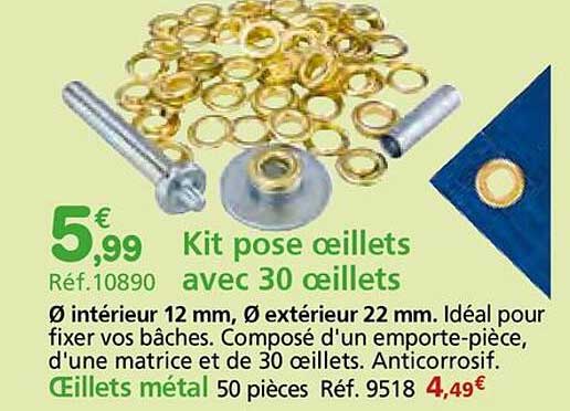 Kit pose œillets avec 30 œillets