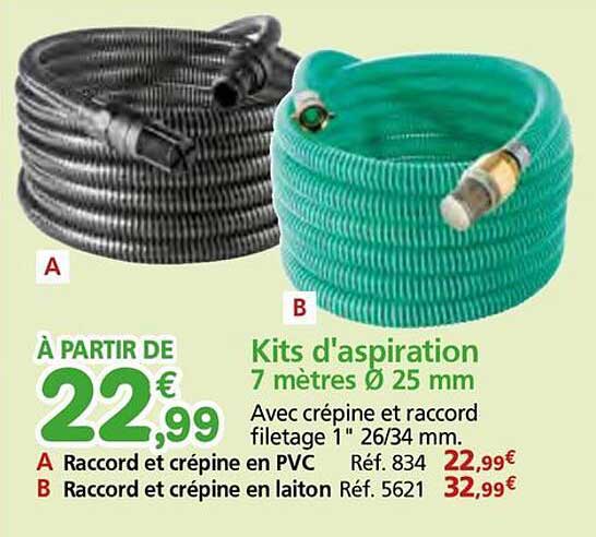 Kits d'aspiration 7 mètres Ø 25 mm