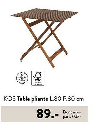 KOS Table pliante L.80 P.80 cm
