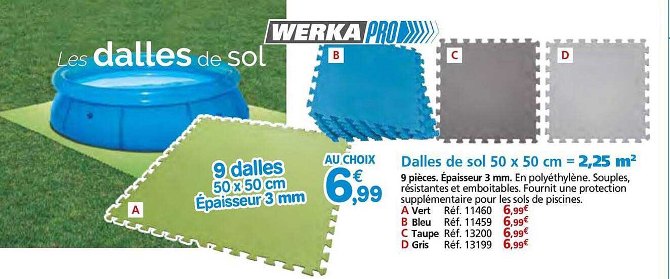 Les dalles de sol 50 x 50 cm - 9 pièces