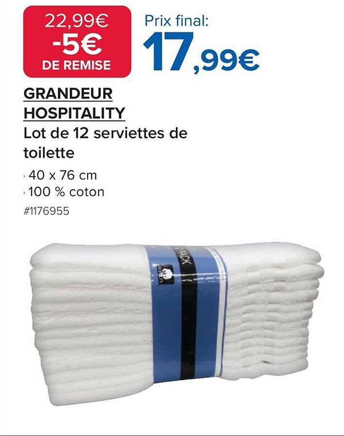Lot de 12 serviettes de toilette