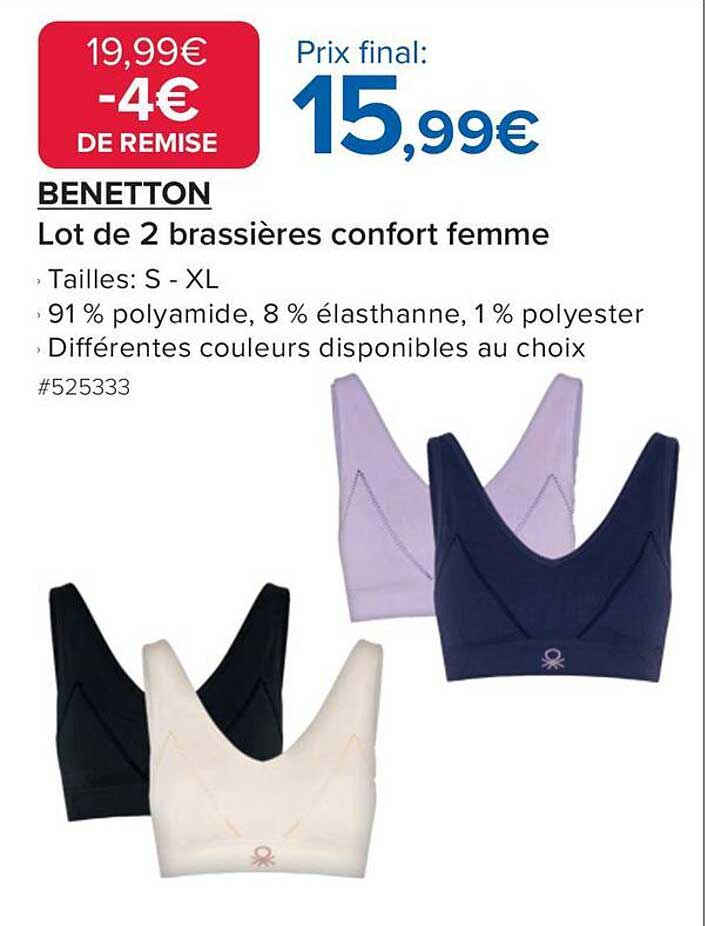 Lot de 2 brassières confort femme