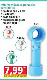 mini ventilateur portable sans hélice