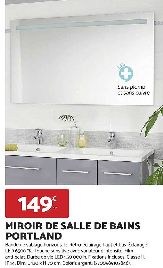 MIROIR DE SALLE DE BAINS PORTLAND