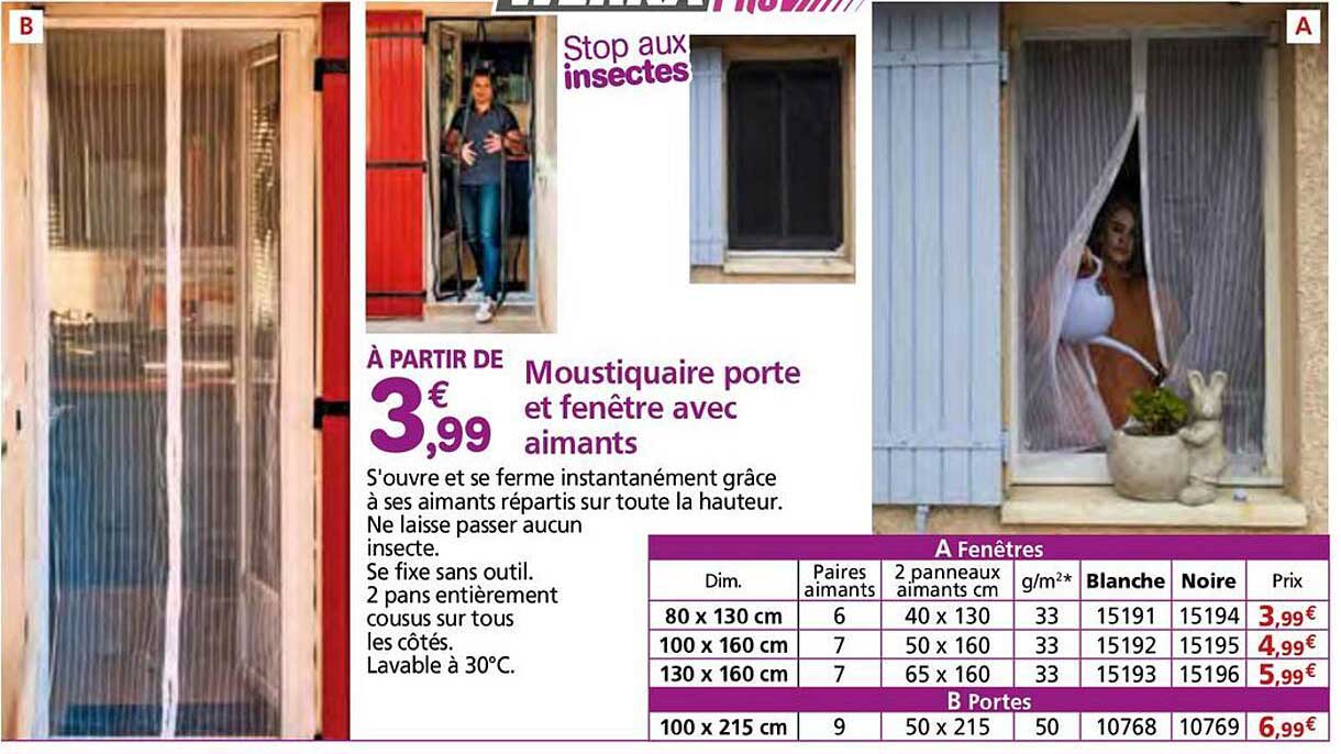 Moustiquaire porte et fenêtre avec aimants