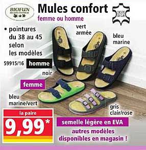 Mules confort femme ou homme