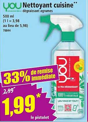 Nettoyant cuisine** dégraissant agrumes