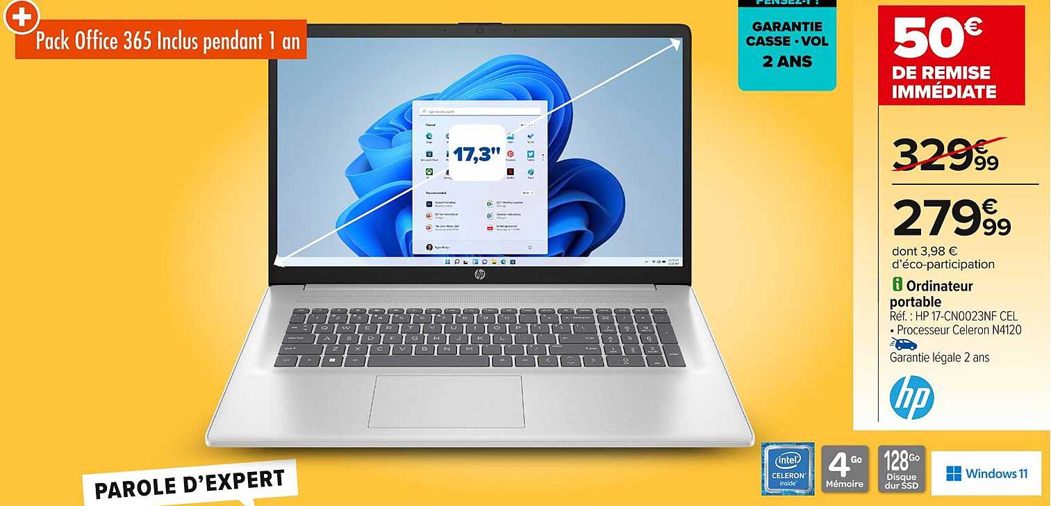Ordinateur portable HP 17-CN0023NF CEL