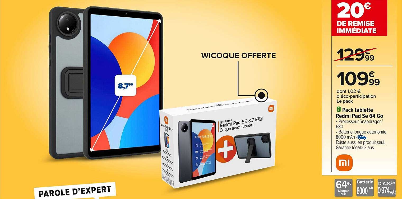 Pack tablette Redmi Pad SE 64 Go