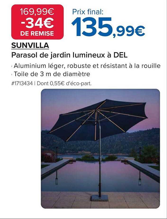 Parasol de jardin lumineux à DEL