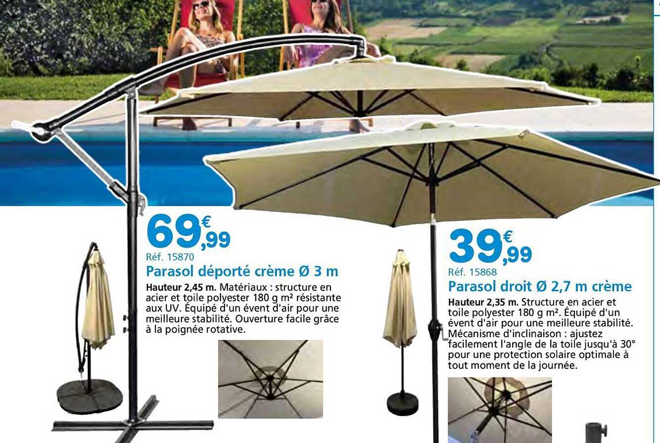 Parasol déporté crème Ø 3 m
