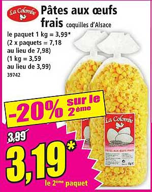 Pâtes aux œufs frais coquilles d’Alsace