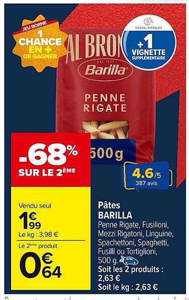 Pâtes BARILLA - Penne Rigate 500g