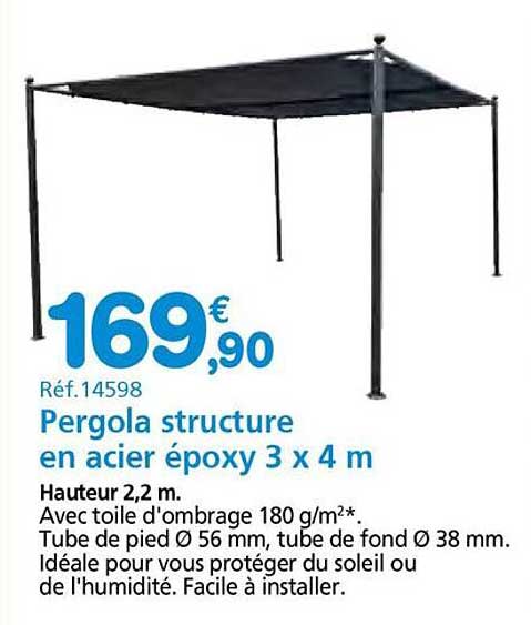 Pergola structure en acier époxy 3 x 4 m