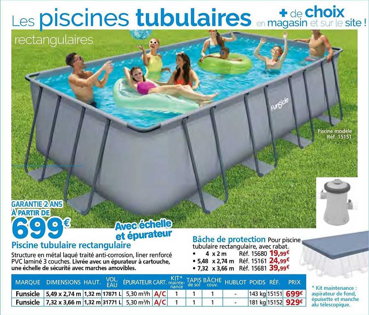 Piscine tubulaire rectangulaire à partir de 699€