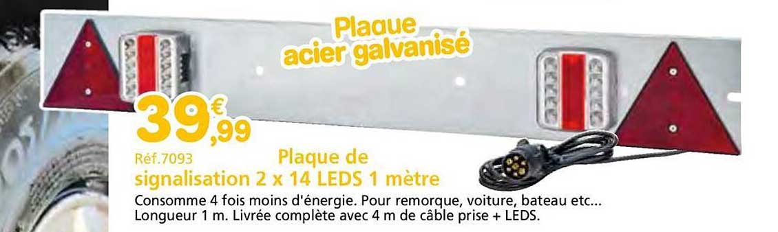 Plaque de signalisation 2 x 14 LEDS 1 mètre