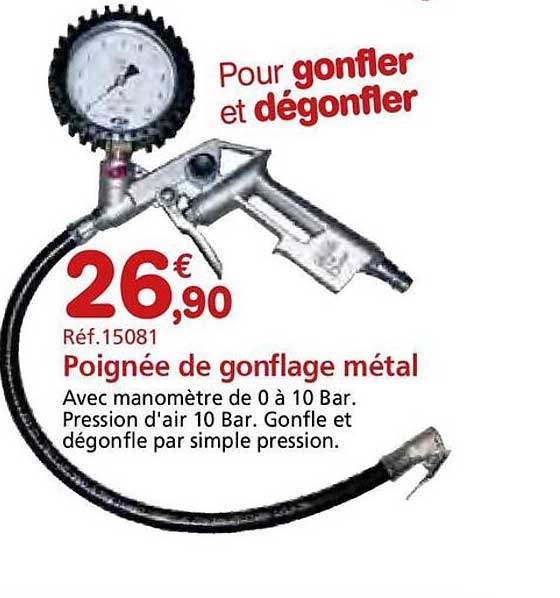 Poignée de gonflage métal