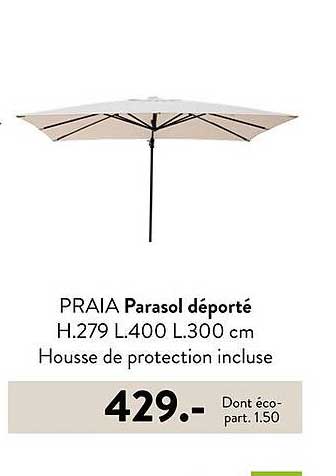 PRAIA Parasol déporté H.279 L.400 L.300 cm
